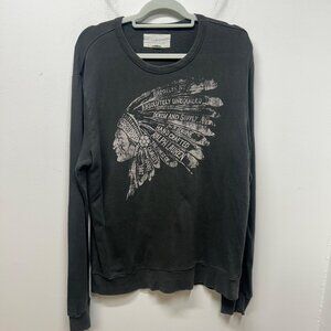 Denim & Supply Ralph Lauren Graphic Sweatshirt Native American Print L/G Black